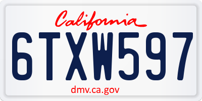 CA license plate 6TXW597