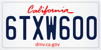 CA license plate 6TXW600