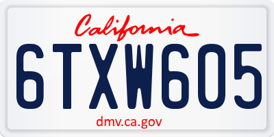 CA license plate 6TXW605