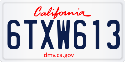 CA license plate 6TXW613
