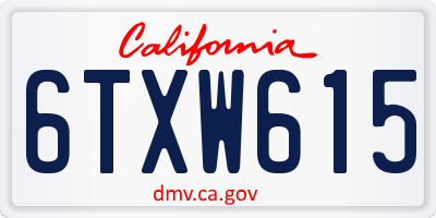 CA license plate 6TXW615