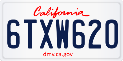CA license plate 6TXW620