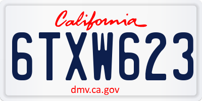 CA license plate 6TXW623