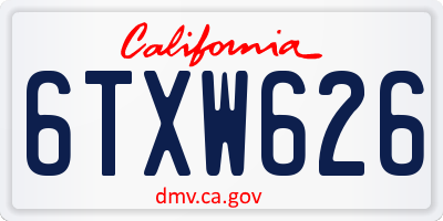 CA license plate 6TXW626