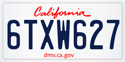 CA license plate 6TXW627
