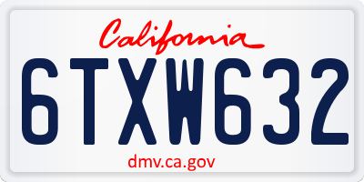 CA license plate 6TXW632