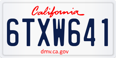 CA license plate 6TXW641