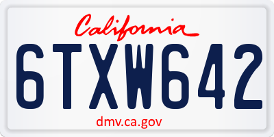 CA license plate 6TXW642