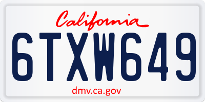 CA license plate 6TXW649