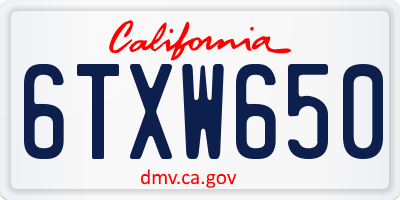 CA license plate 6TXW650