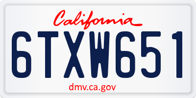 CA license plate 6TXW651