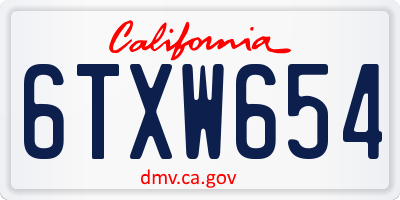 CA license plate 6TXW654