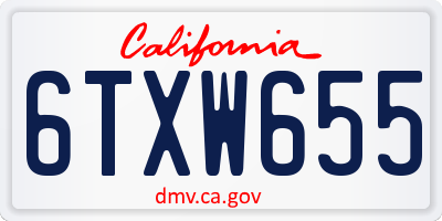 CA license plate 6TXW655