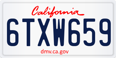 CA license plate 6TXW659