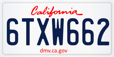 CA license plate 6TXW662