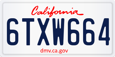 CA license plate 6TXW664