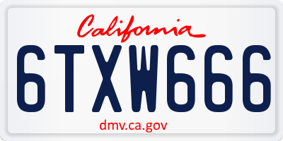 CA license plate 6TXW666