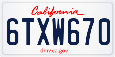 CA license plate 6TXW670