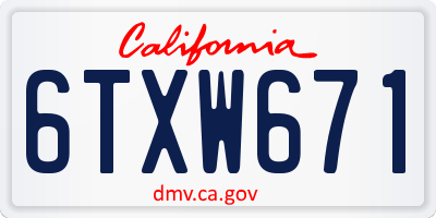 CA license plate 6TXW671