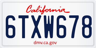 CA license plate 6TXW678