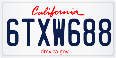 CA license plate 6TXW688