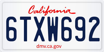 CA license plate 6TXW692