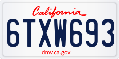 CA license plate 6TXW693