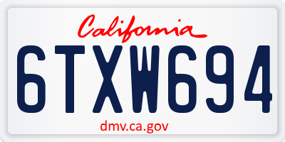 CA license plate 6TXW694