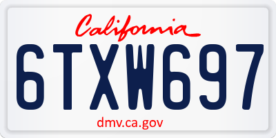 CA license plate 6TXW697