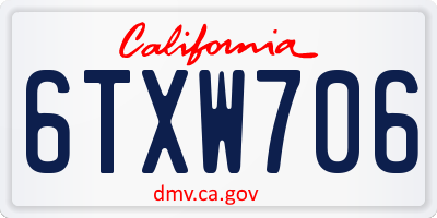 CA license plate 6TXW706