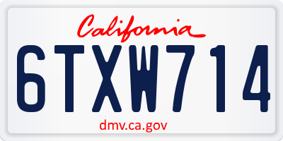CA license plate 6TXW714
