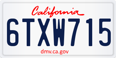 CA license plate 6TXW715
