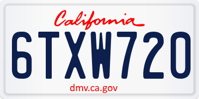 CA license plate 6TXW720