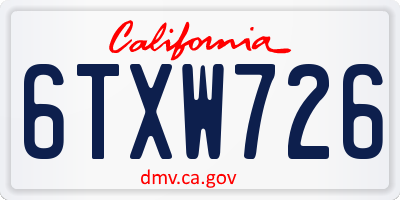 CA license plate 6TXW726