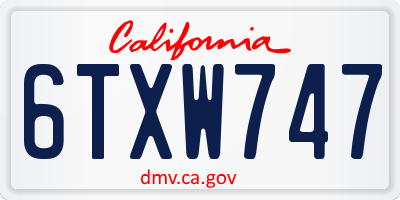 CA license plate 6TXW747