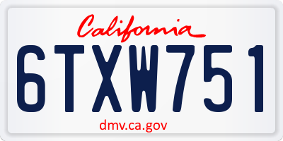 CA license plate 6TXW751