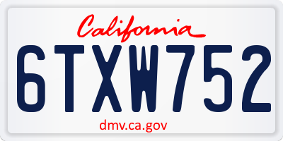 CA license plate 6TXW752