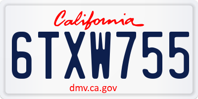 CA license plate 6TXW755