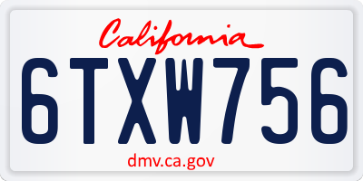 CA license plate 6TXW756