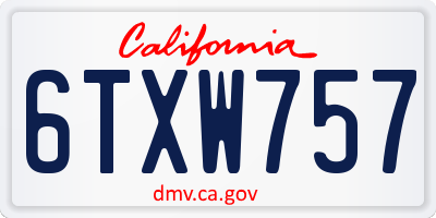 CA license plate 6TXW757