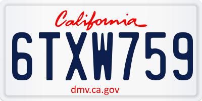 CA license plate 6TXW759