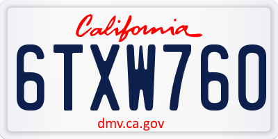 CA license plate 6TXW760