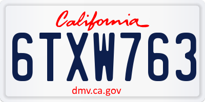 CA license plate 6TXW763