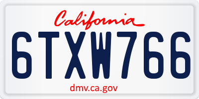 CA license plate 6TXW766