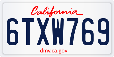 CA license plate 6TXW769