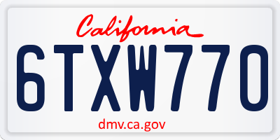 CA license plate 6TXW770