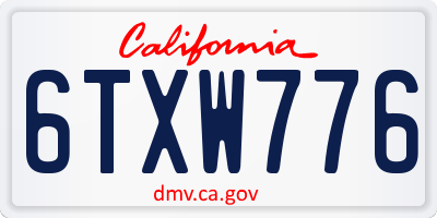 CA license plate 6TXW776