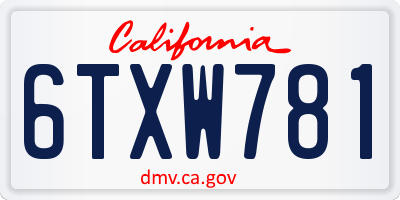 CA license plate 6TXW781