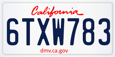 CA license plate 6TXW783
