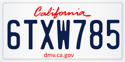 CA license plate 6TXW785